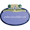 Familienschild aus Keramik Bauernhaus mit Bäumen Größe 17 x 12,5 cm (BxH) personalisiert