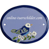Familienschild aus Keramik Vogel auf Ast Größe  12 x 9,5 cm (BxH) personalisiert