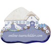 Familienschild aus Keramik Gänse vor Bauernhaus Größe 23 x 17 cm (BxH) personalisiert