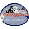 Namensschild aus Keramik Zwei Katzen auf rotem Dach Größe 19 x 15 cm (BxH) personalisiert