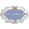 Familienschild aus Keramik Weißer Blütenrand Größe 17,5 x 11,5 cm (BxH) personalisiert
