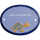 Türschild aus Keramik Motiv Schildkröte personalisiert online-tuerschilder.com Hellblau 