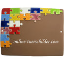 Türschild aus Keramik Bunte Puzzelteile personalisiert Türschild Keramik Braun 