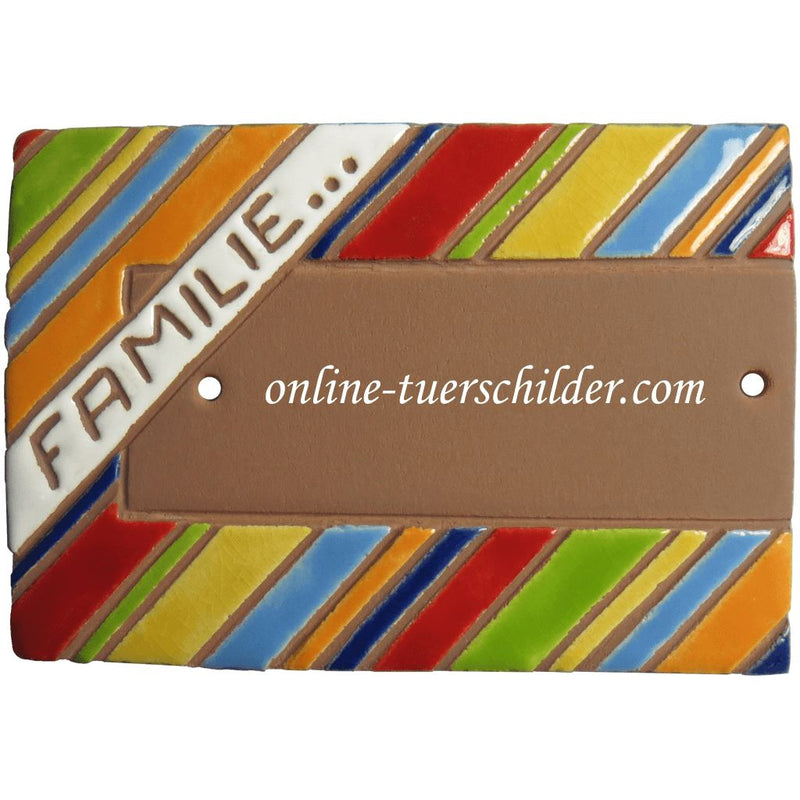 Türschild aus Keramik Streifenmuster personalisiert Türschild Keramik Streifenmuster Braun 