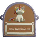 Türschild aus Keramik Einhorn,violetter Rand personalisiert Türschild Keramik Einhorn - Braun 