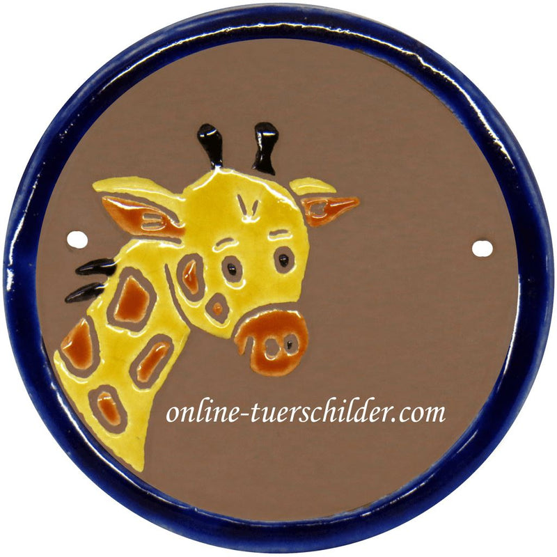 Türschild aus Keramik Giraffe personalisiert Türschild Keramik Giraffe  Braun 