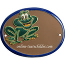 Türschild aus Keramik lachender Frosch personalisiert Türschild Keramik  Braun 