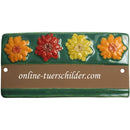 Türschild aus Keramik Blüten mit grünem Rand personalisiert Türschild Braun 