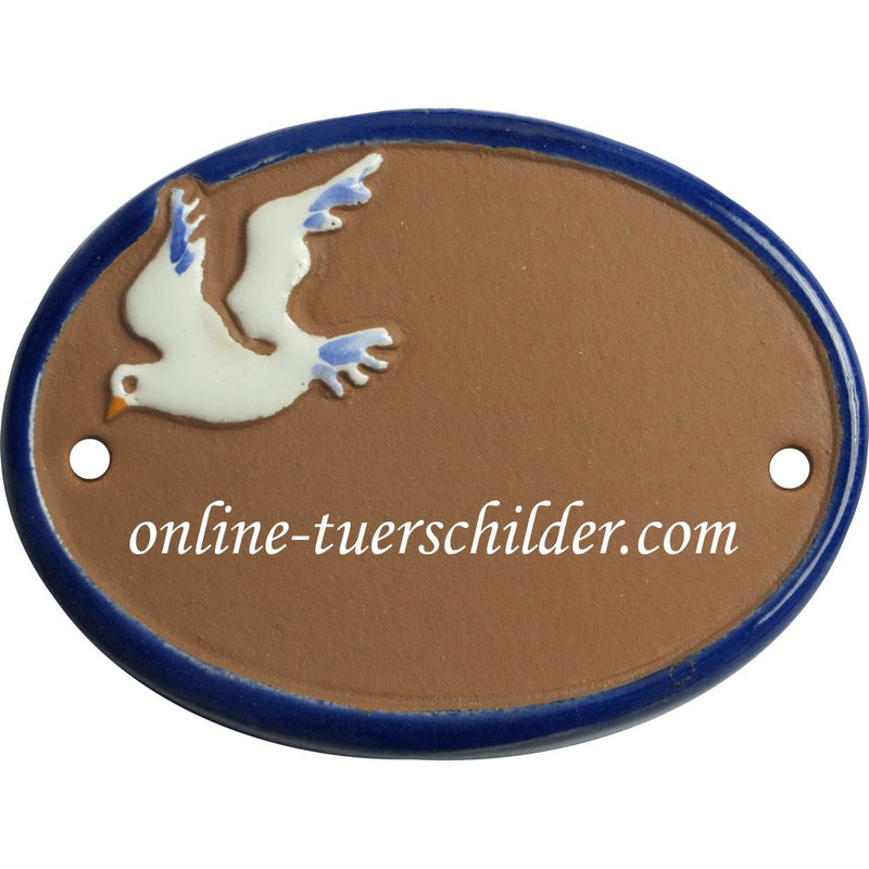 Türschild aus Keramik Eine fliegende Möwe personalisiert Türschild Keramik  Braun 