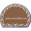Türschild aus Keramik Blanko Türschild mit Blüten außen personalisiert Keramikschild Braun 