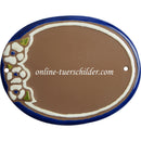 Türschild aus Keramik Blanko Türschild mit Blüten personalisiert Keramikschild Braun 