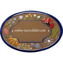 Türschild aus Keramik Wildblütendekor personalisiert  Braun 