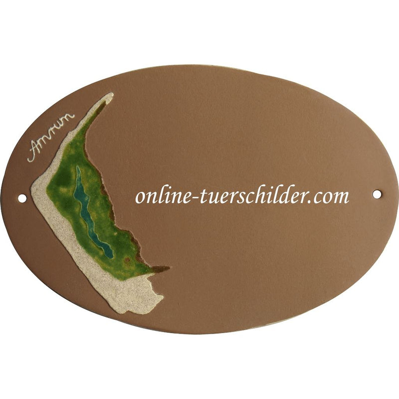 Türschild aus Keramik Insel Amrum personalisiert Türschild Keramik Insel Amrum Braun 