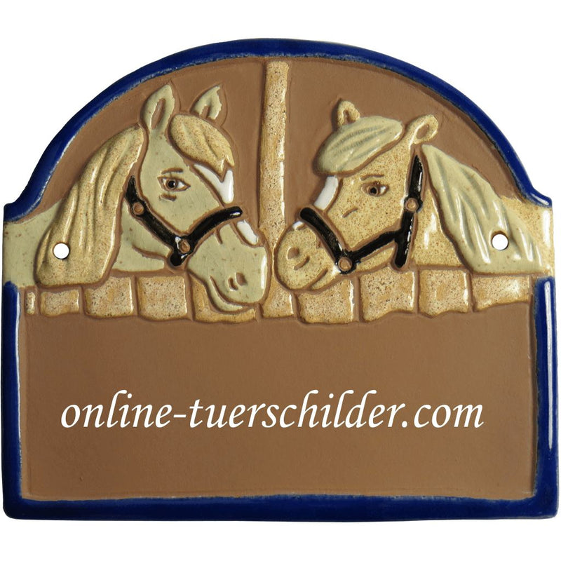 Türschild aus Keramik Zwei Pferde 2