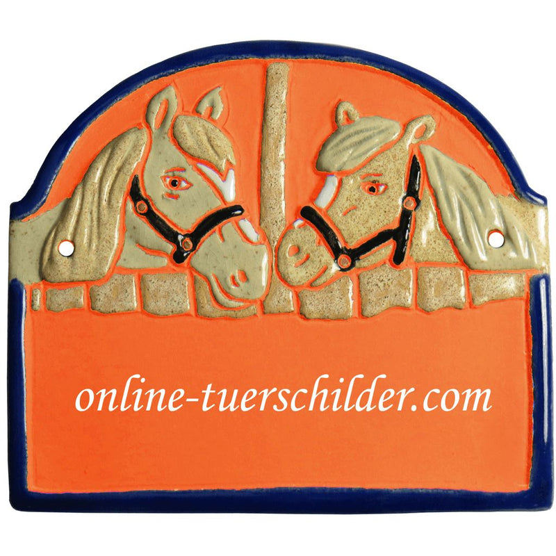 Türschild aus Keramik Zwei Pferde 3