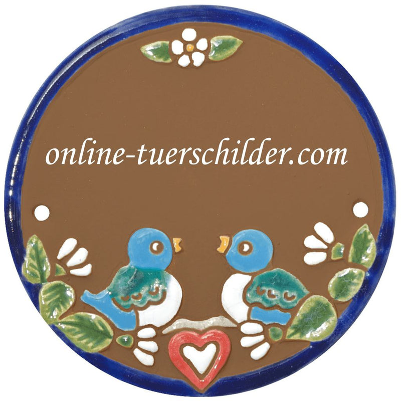 Türschild aus Keramik Zwei Vögel auf Ast 2