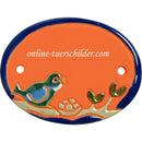 Türschild aus Keramik Vögelchen vor Nest auf Ast personalisiert Türschild  Terracotta 