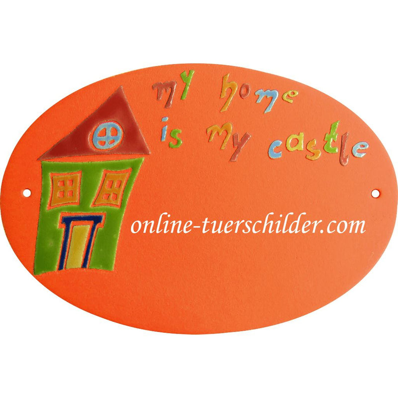 Türschild aus Keramik My home is my castle personalisiert Türschild Keramik  Terracotta 