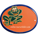 Türschild aus Keramik lachender Frosch personalisiert Türschild Keramik Terracotta 