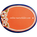 Türschild aus Keramik Blanko Türschild mit Blüten personalisiert Keramikschild Terracotta 