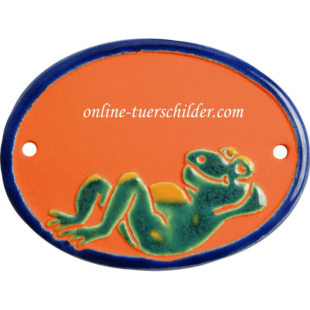 Türschild aus Keramik Frosch personalisiert online-tuerschilder.com Terracotta 