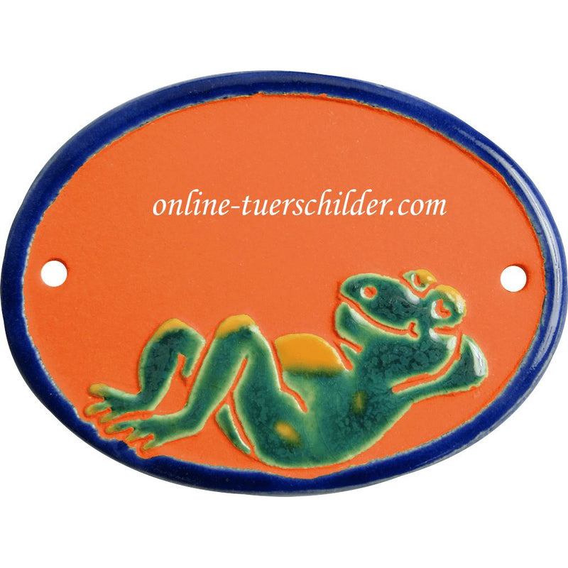 Türschild aus Keramik Frosch personalisiert online-tuerschilder.com Terracotta 