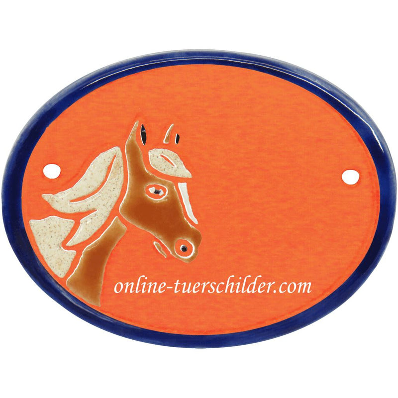 Türschild aus Keramik Kleines Pferd personalisiert Türschild Keramik Kleines Pferd Terracotta 