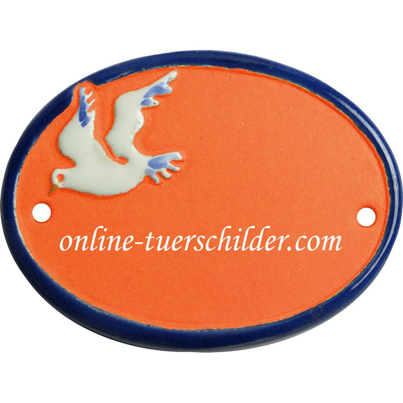 Türschild aus Keramik Eine fliegende Möwe personalisiert Türschild Keramik  Terracotta 