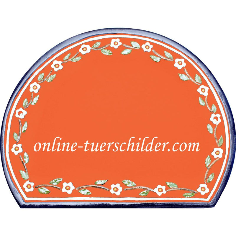 Türschild aus Keramik Blanko Türschild mit Blüten außen personalisiert Keramikschild Terracotta 