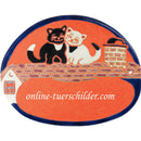 Türschild aus Keramik Zwei Katzen auf rotem Dach personalisiert online-tuerschilder.com Terracotta 