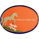 Türschild aus Keramik Pferd über Zaun personalisiert online-tuerschilder.com Terracotta 