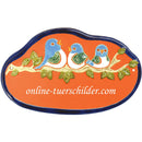 Türschild aus Keramik Drei Vögel auf einem Ast personalisiert Keramikschild terracotta 