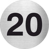 Piktogramme mit der Zahl 20 aus Edelstahl