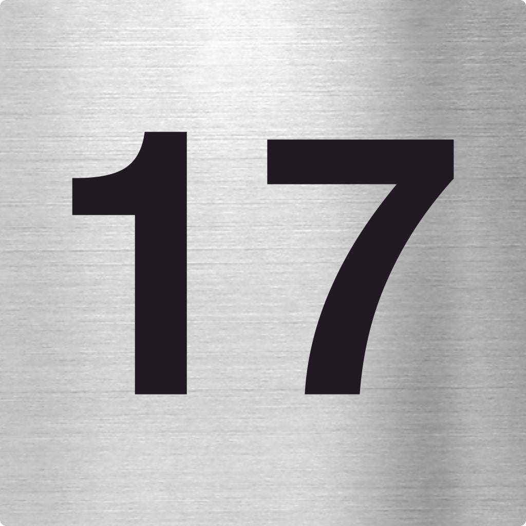 Piktogramm mit der Zahl 17 aus Edelstahl Piktogramme Zahl 17 online-tuerschilder.com 70x70mm 