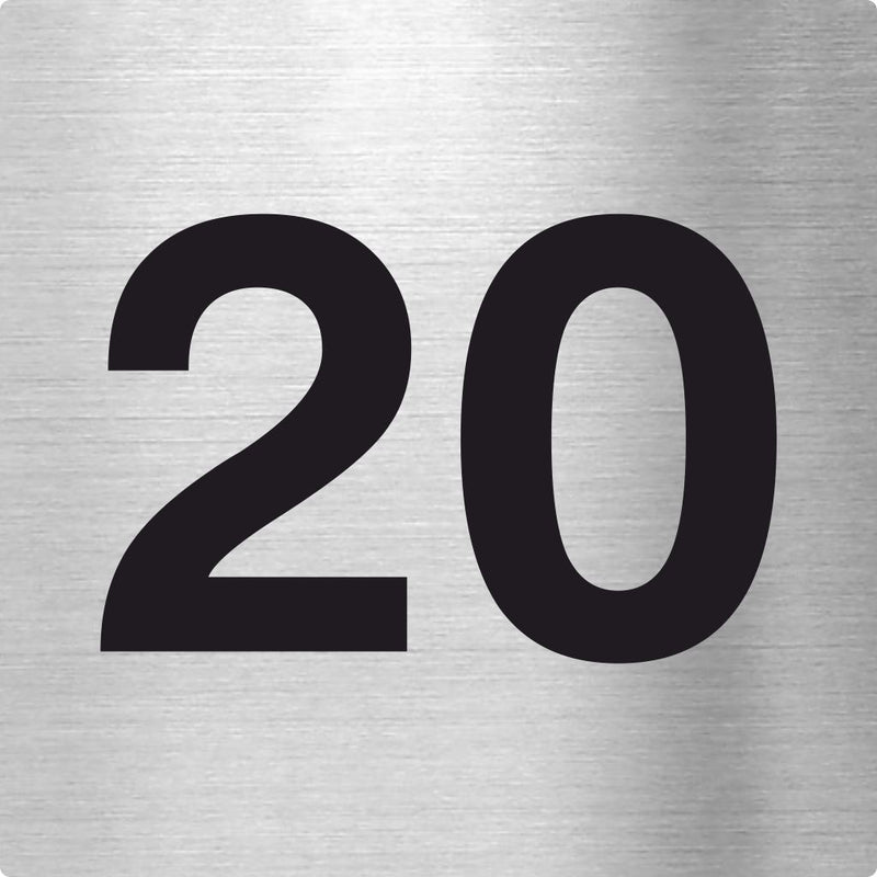 Piktogramm mit der Zahl 20 aus Edelstahl Piktogramme Zahl 20 online-tuerschilder.com 70x70mm 
